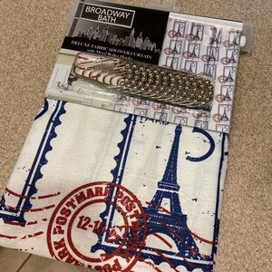 Fabric Shower curtain with hooks